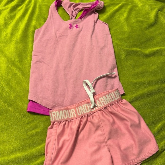 9 Piece Youth Girl Summer Bundle 3 Shorts, 4 tanks, 1 tee 1 Vest Disney, UA 7/8 - Picture 3 of 11